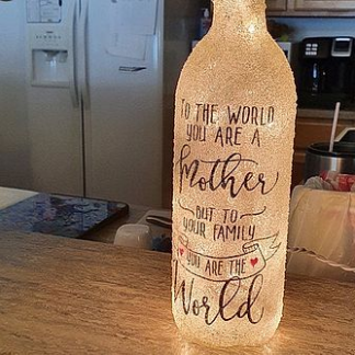 You Are the World Lighted Wine Bottle