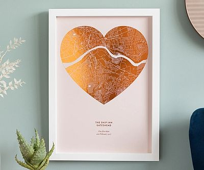 Personalized Gold Foil Heart Map