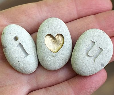 I Heart You Engraved Rocks