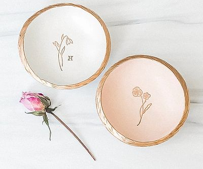 Personalized Birth Flower Ring Dish
