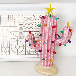 Pink Ceramic Cactus Tree