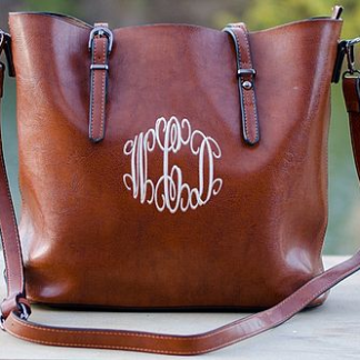 Monogrammed Leather Tote