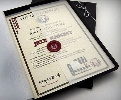 Personalized Jedi Knight Certificate
