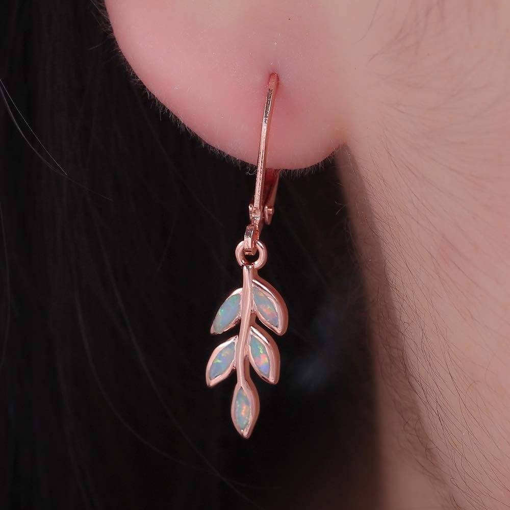 Personalized Birthstone Leaf Earrings - Image 5