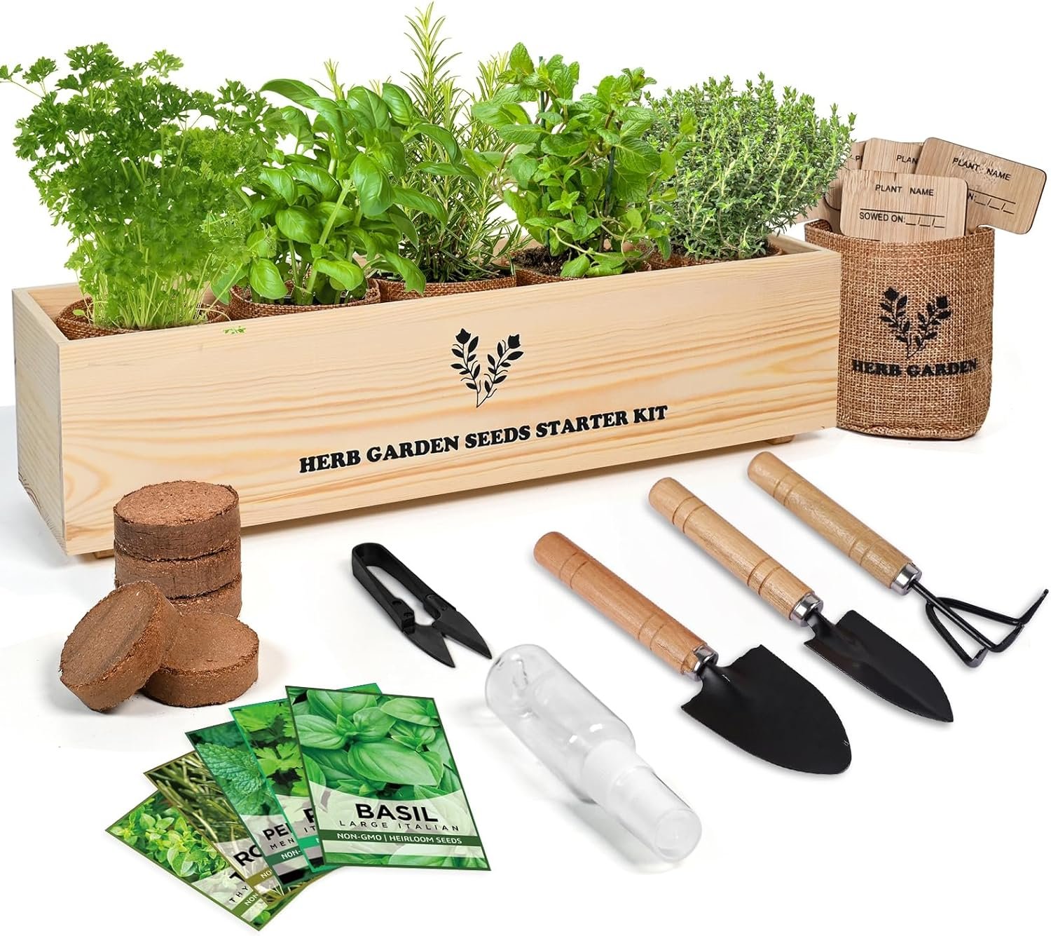 Rustic Indoor Herb Garden Starter Set
