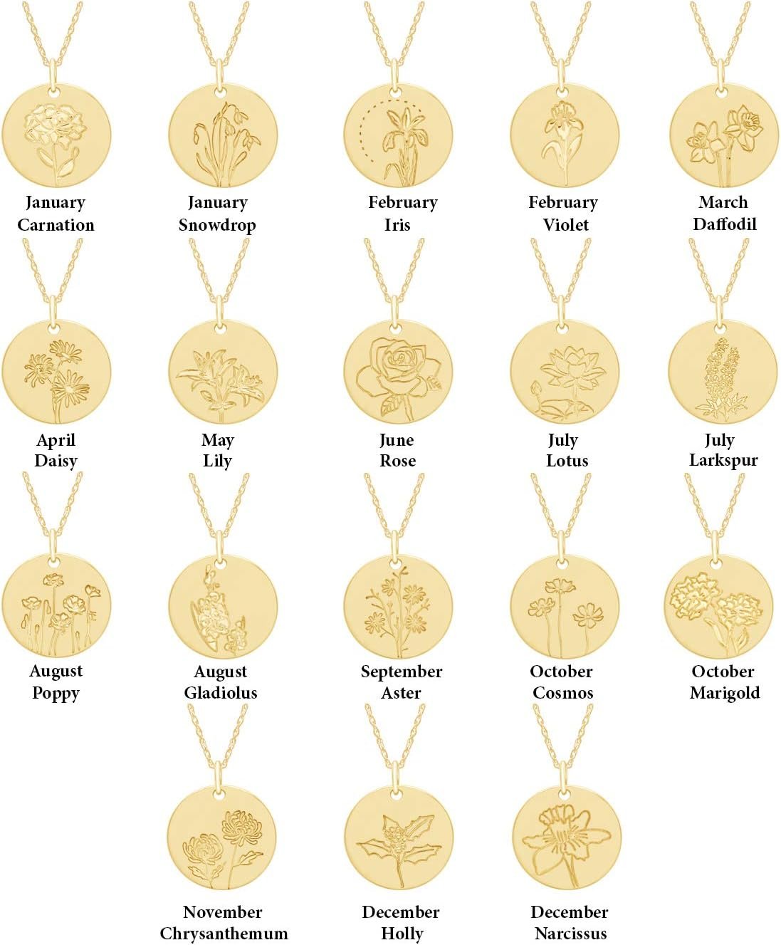 Birth Flower Disc Necklace - Image 3