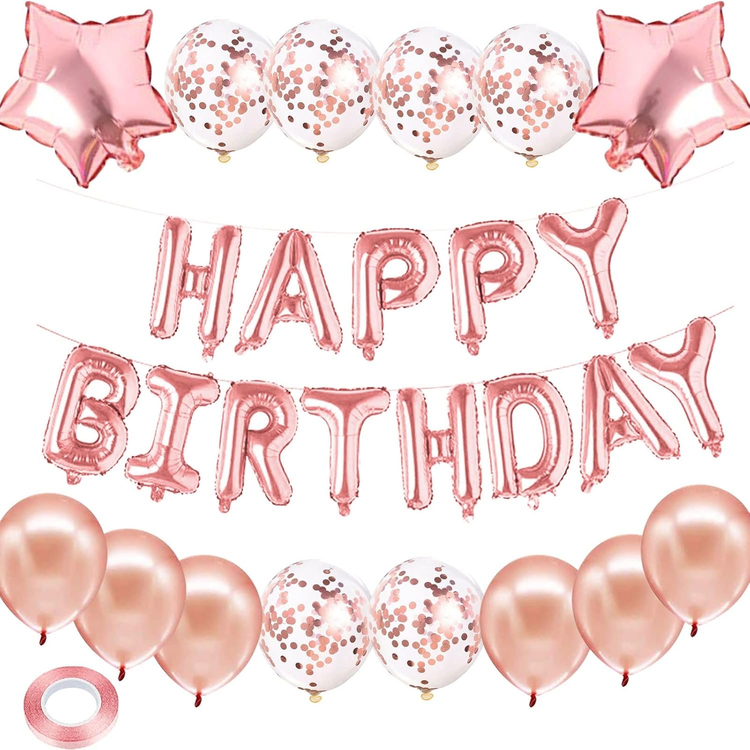 Happy Birthday Floral Confetti Balloon Set