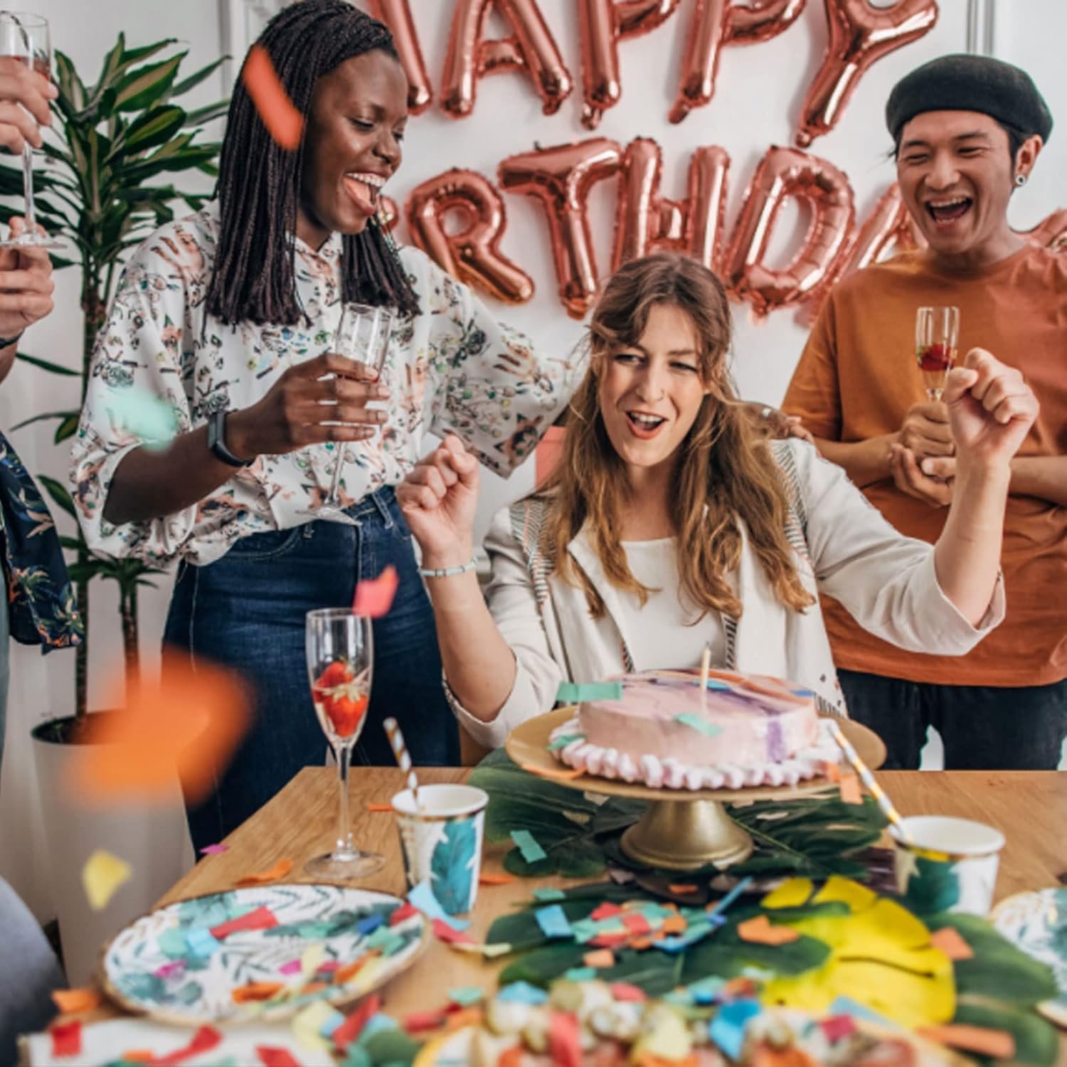 Happy Birthday Floral Confetti Balloon Set - Image 4