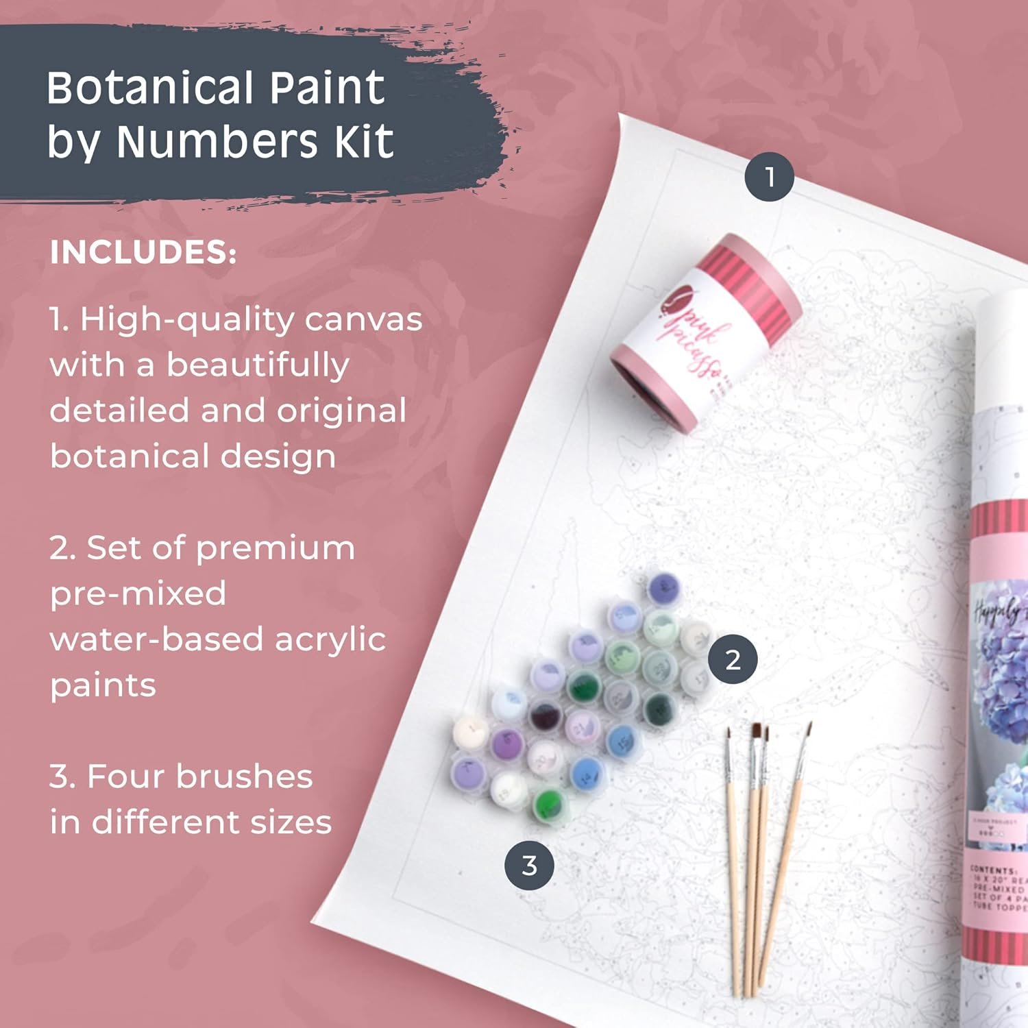 Flower Paint By Numbers Kit - Image 2