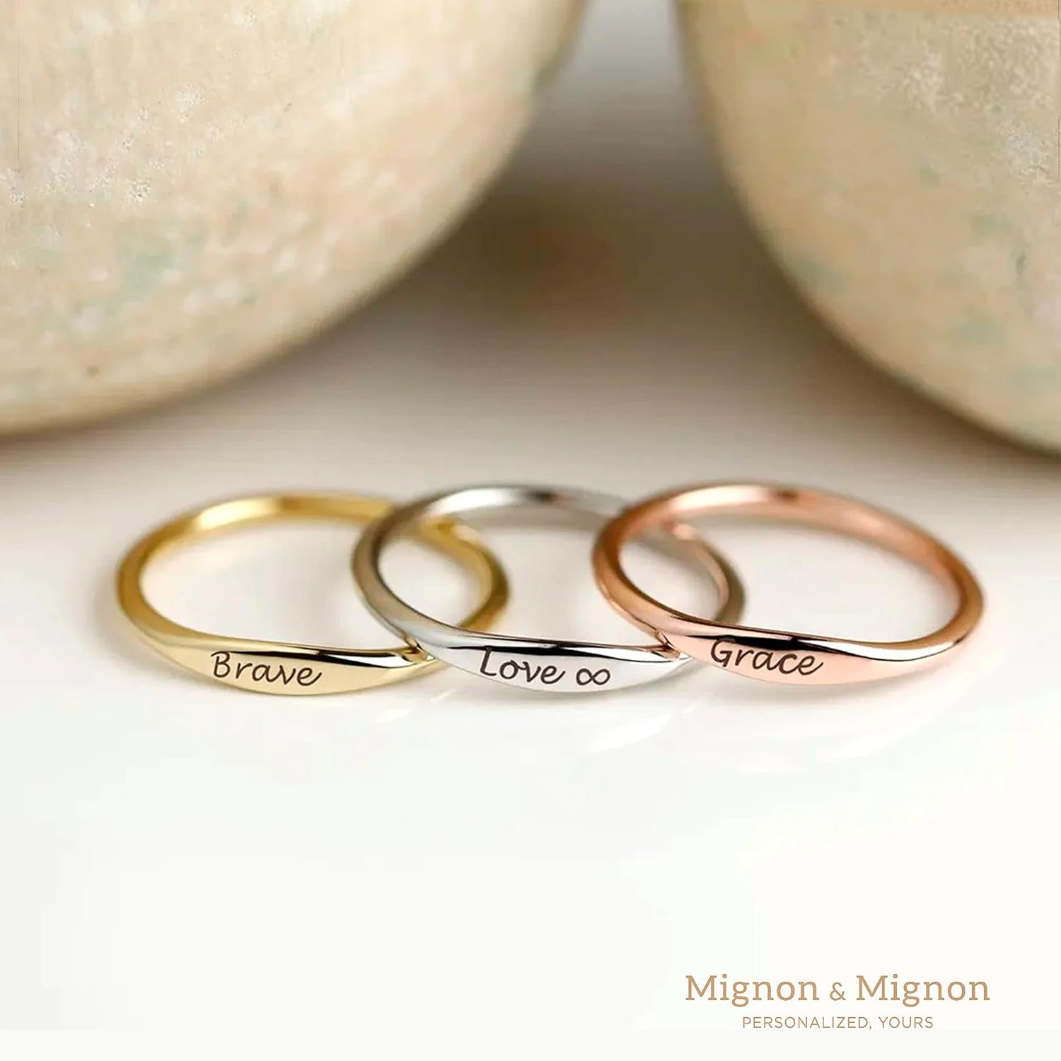 Personalized Skinny Stacking Rings - Image 3