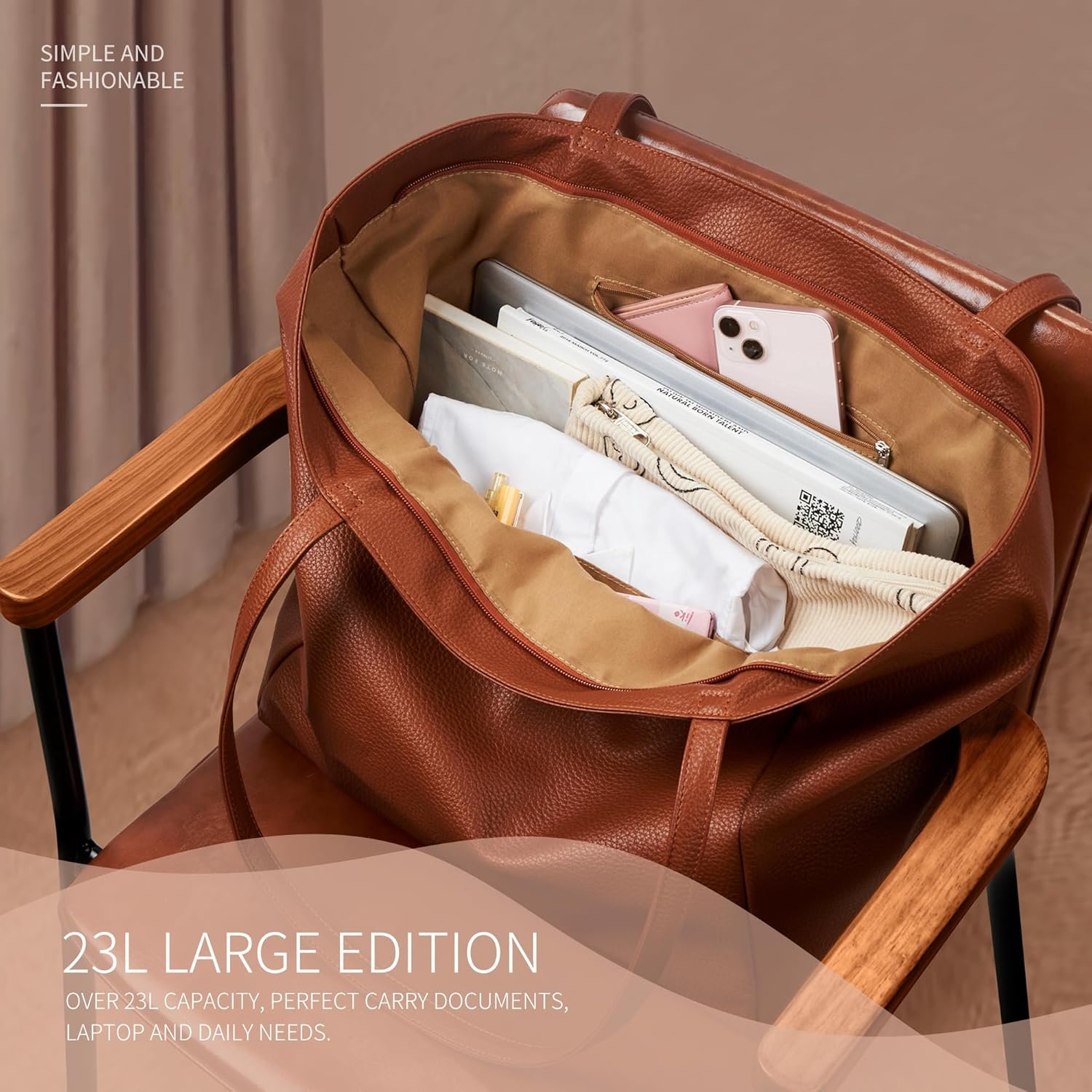 Personalized Oversize Leather Tote - Image 4