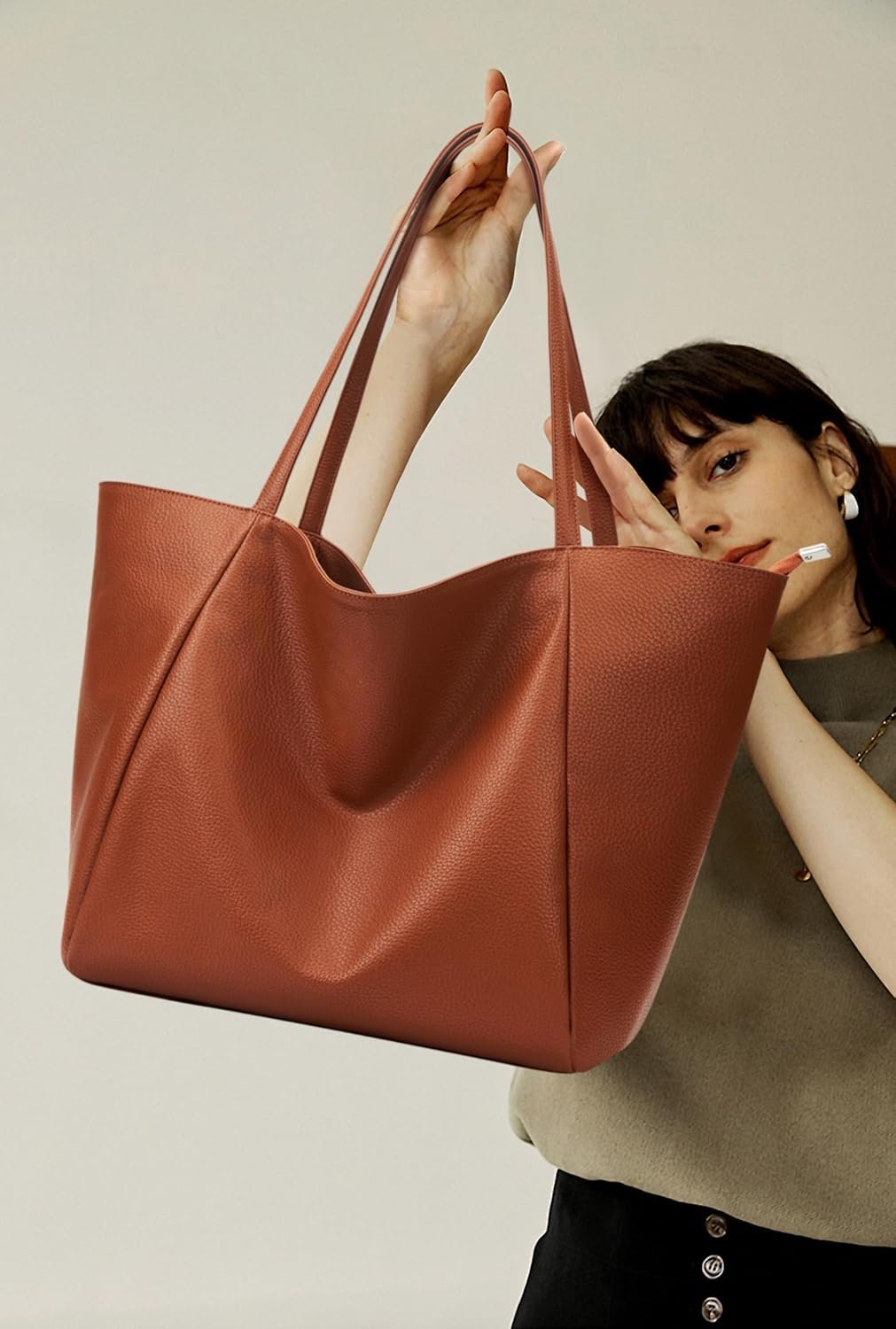 Personalized Oversize Leather Tote - Image 7