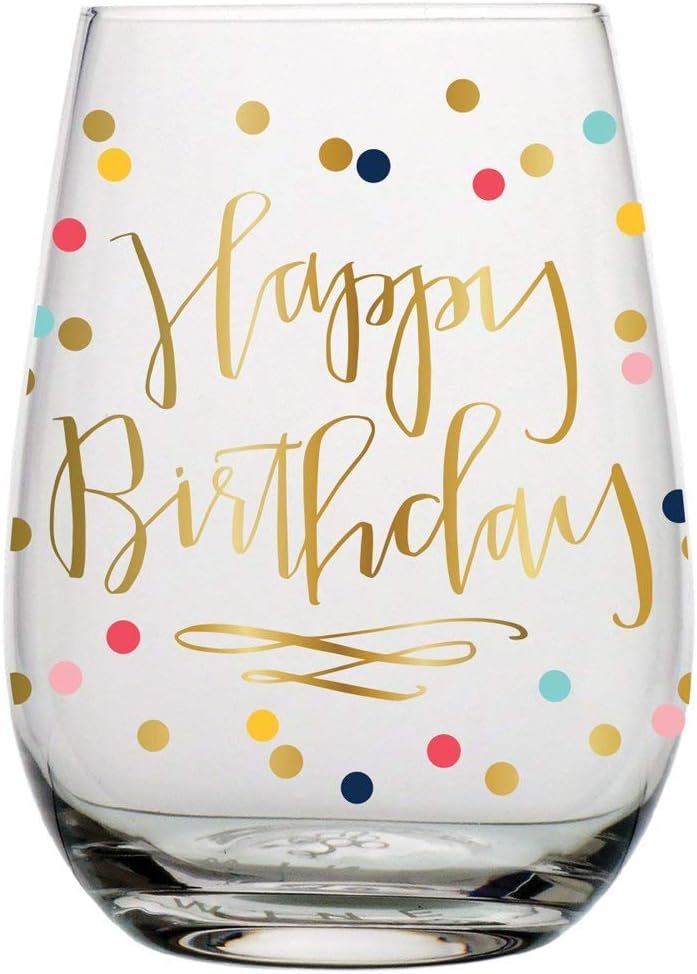 Confetti Happy Birthday Wine Glass