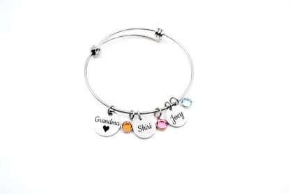 Personalized Grandma Birthstone Bangle - Image 2