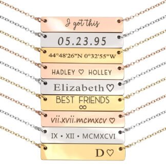 Personalized Birthstone Bar Necklace