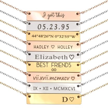 Personalized Birthstone Bar Necklace