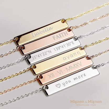 Personalized Birthstone Bar Necklace - Image 4