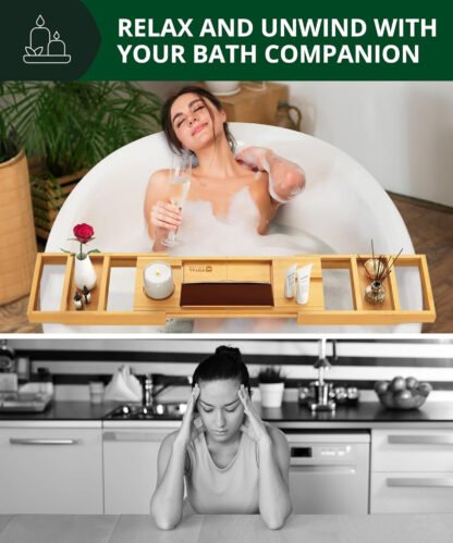 Bamboo Bathtub Caddy Tray - Image 7