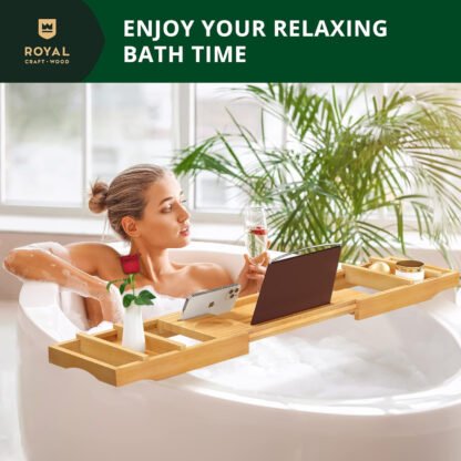 Bamboo Bathtub Caddy Tray - Image 9