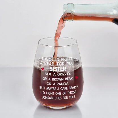Best F*cking Sister Stemless Wine Glass - Image 5