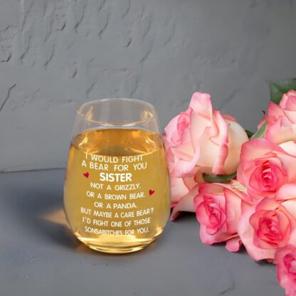 Best F*cking Sister Stemless Wine Glass - Image 6