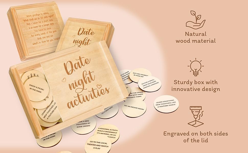 52 home date night wooden box fun things married couples christmas gift ideas