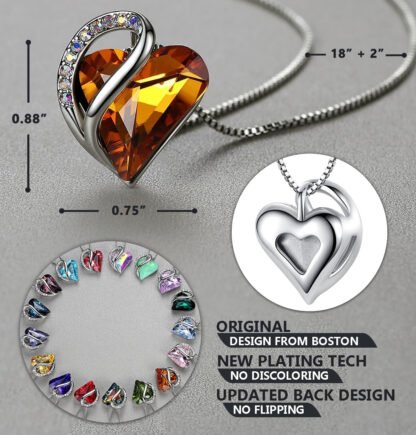 Infinity Love Birthstone Heart Pendant - Image 3
