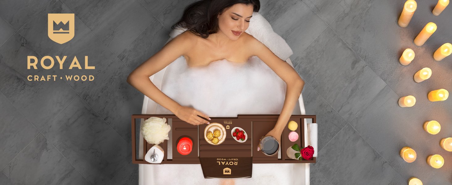 Expandable Bath Tray for Tub - Unique House Warming Bath Tub Tray Wood