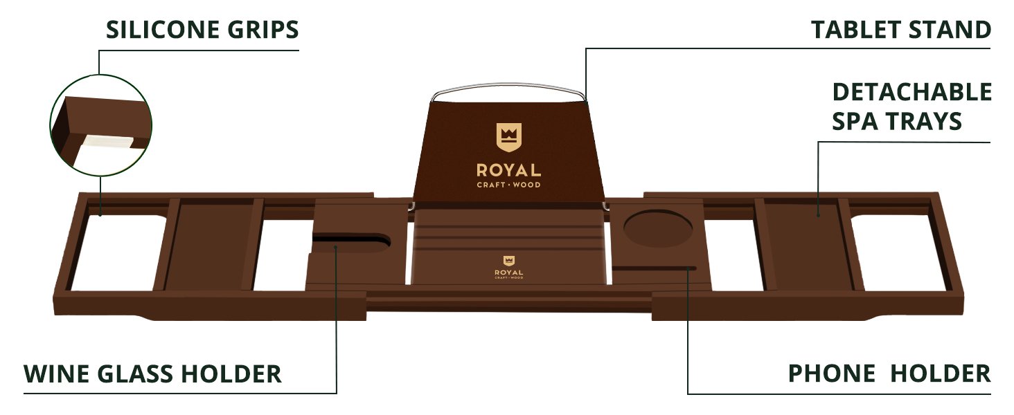 Expandable Bath Tray for Tub - Unique House Warming Bath Tub Tray Wood