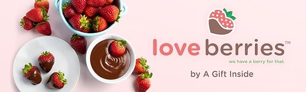 Love Berries Generic Banner with Dipped Strawberries in Chocolate with Logo by A Gift Inside