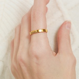 gold ring coordinate date name custom handmade