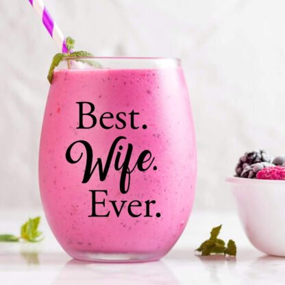Best Wife Ever Stemless Wine Glass - Image 4