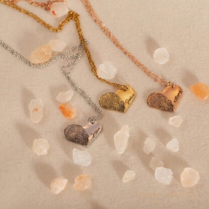 Customized Heart Fingerprint Necklace - Image 2