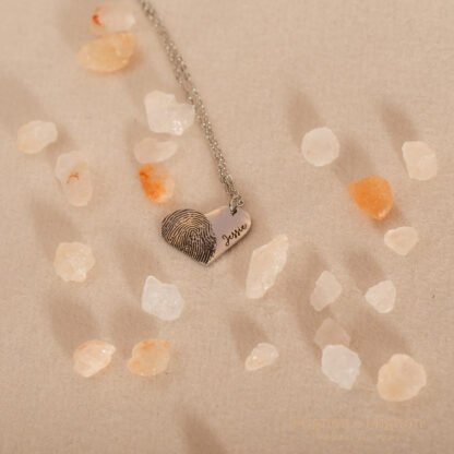 Customized Heart Fingerprint Necklace - Image 5