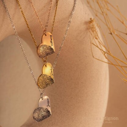 Customized Heart Fingerprint Necklace - Image 6