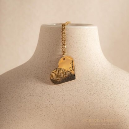 Customized Heart Fingerprint Necklace - Image 7