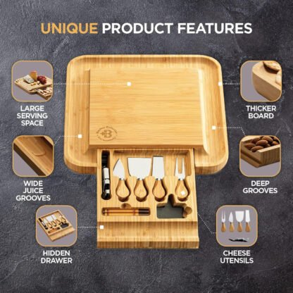 Premium Bamboo Cheese Board Set - Image 2