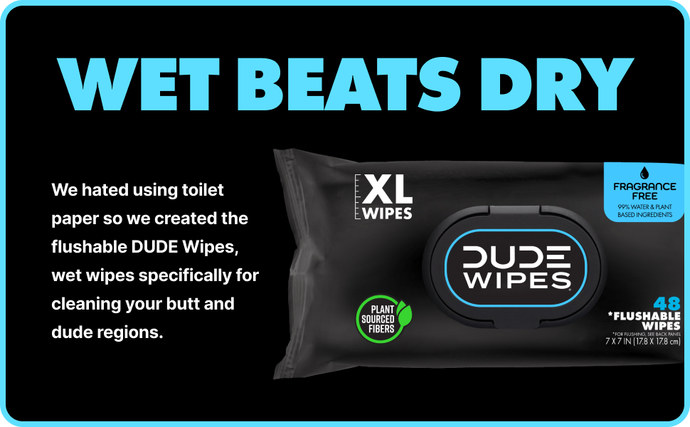 Dude Flushable Wipes Fragrance Free