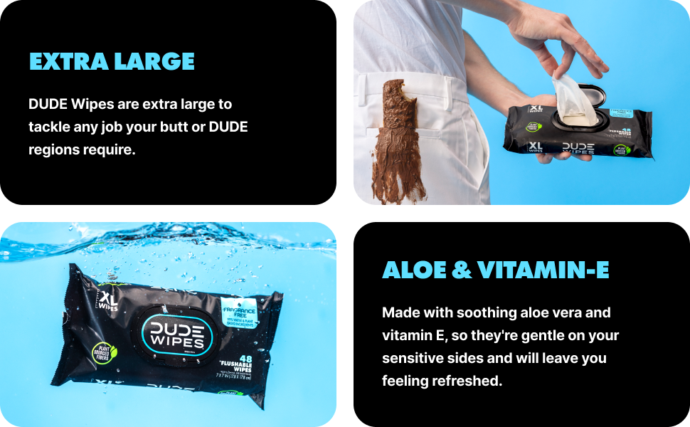 Dude Flushable Wipes Fragrance Free