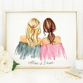 Personalized Sisters Illustration