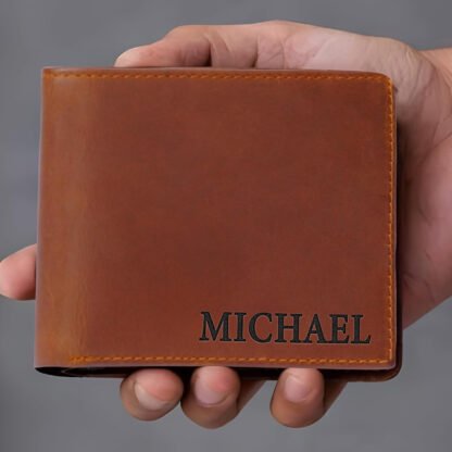 Personalized Engraved Leather Wallet - Image 2