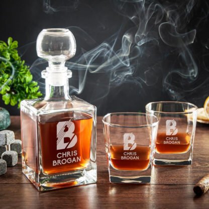 Personalized Whiskey Decanter & Glasses Set - Image 2