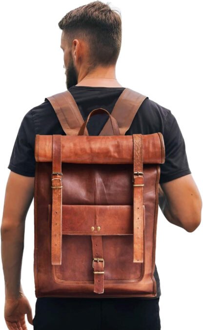 Genuine Leather Rucksack Backpack - Image 8