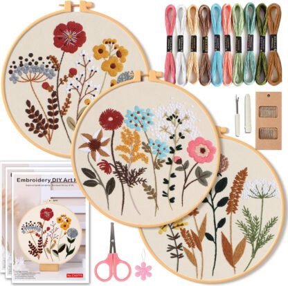 DIY Floral Embroidery Art Kit