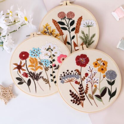 DIY Floral Embroidery Art Kit - Image 2