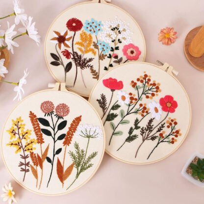 DIY Floral Embroidery Art Kit - Image 5