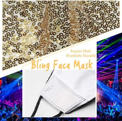 Gold Sequin Face Mask - Image 3