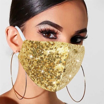 Gold Sequin Face Mask - Image 5
