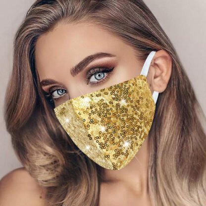 Gold Sequin Face Mask - Image 6