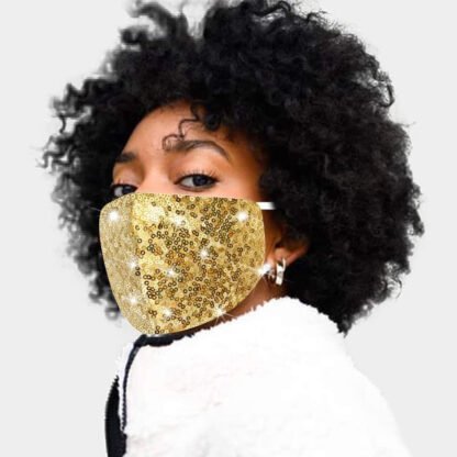 Gold Sequin Face Mask - Image 7